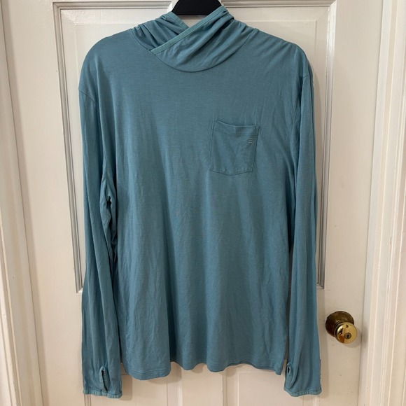 Free Fly Bamboo Hoodie Mens L Blue Pullover Lightweight Performance Shirt - Picture 1 of 7